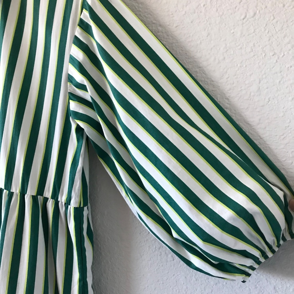 Maeve Anthropologie The Bettina Size S Tiered Striped Cotton Midi Shirt Dress - Picture 8 of 11